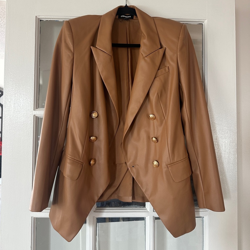 Express Double-Breasted Tan Blazer